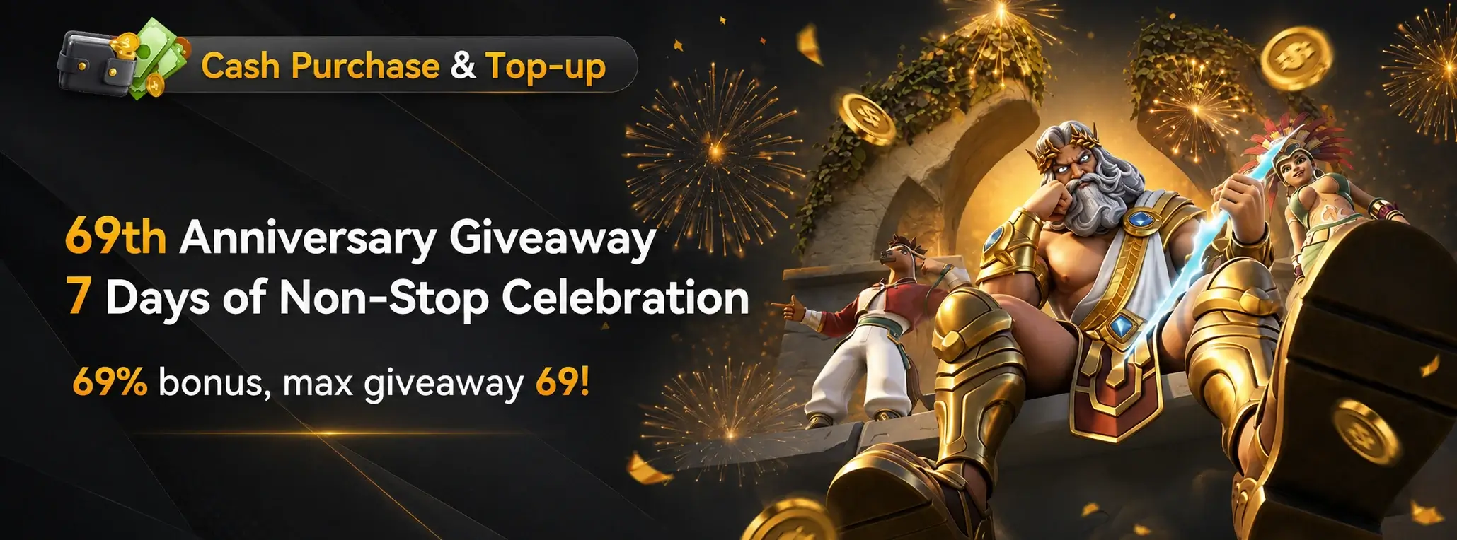 Golden anniversary celebration artwork with fireworks